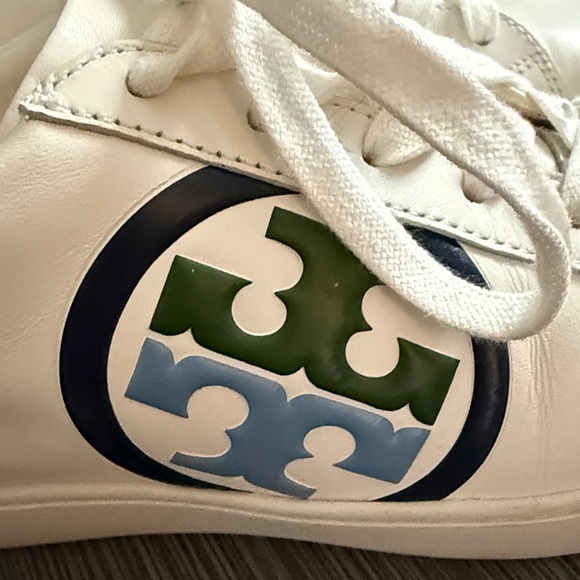Tory Burch White and Blue Sneakers size 8.5